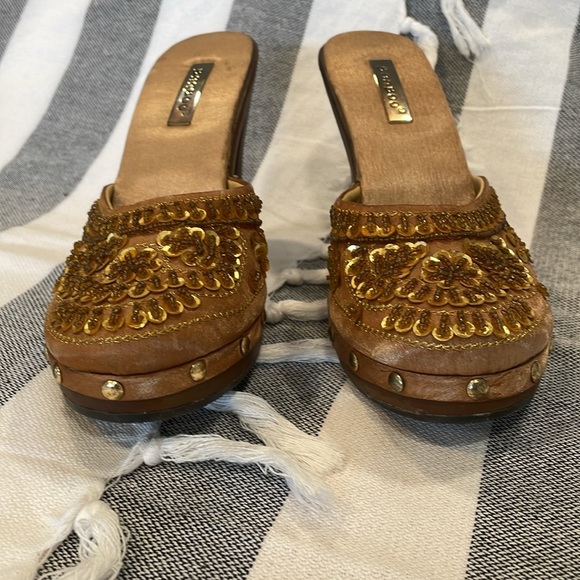 Vintage Y2K Bamboo SWING-12 Satin Beaded & Sequin Heels Clogs Size 6.5 - Picture 6 of 10